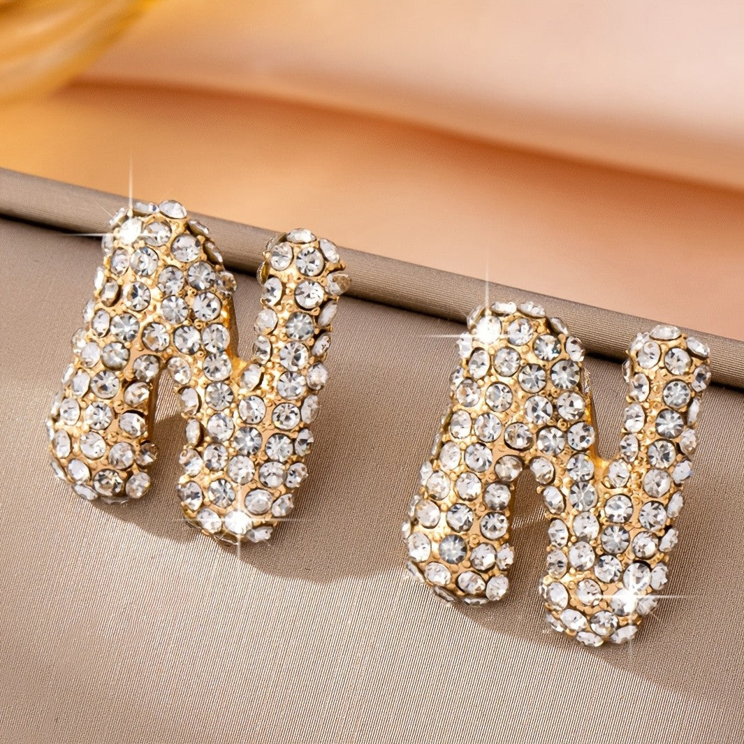 Classy Sparkling Initial Letter Earrings