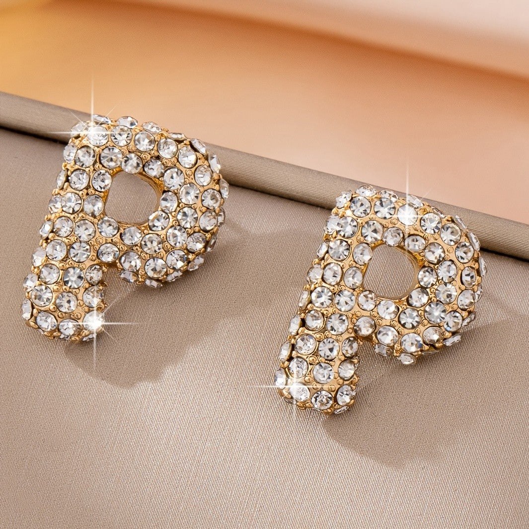 Classy Sparkling Initial Letter Earrings