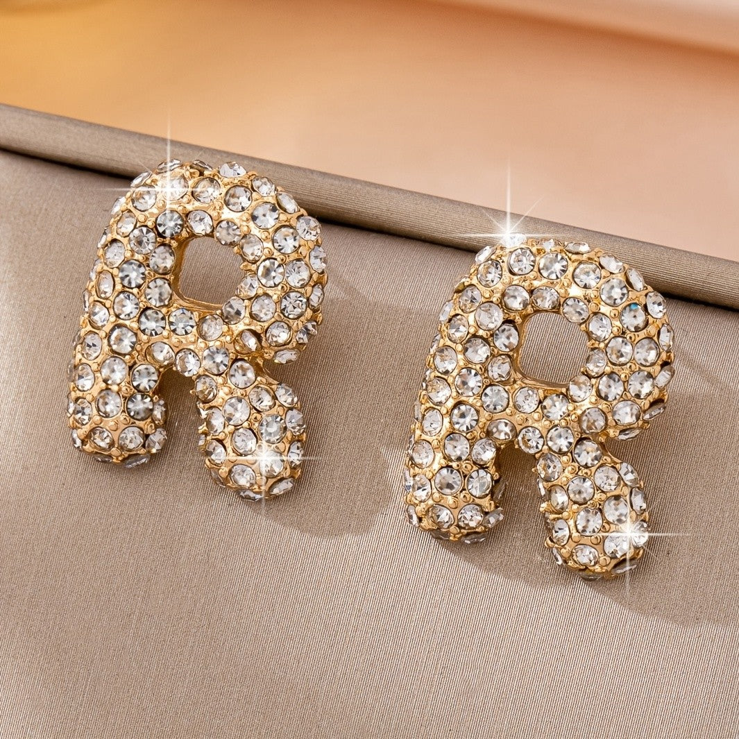 Classy Sparkling Initial Letter Earrings