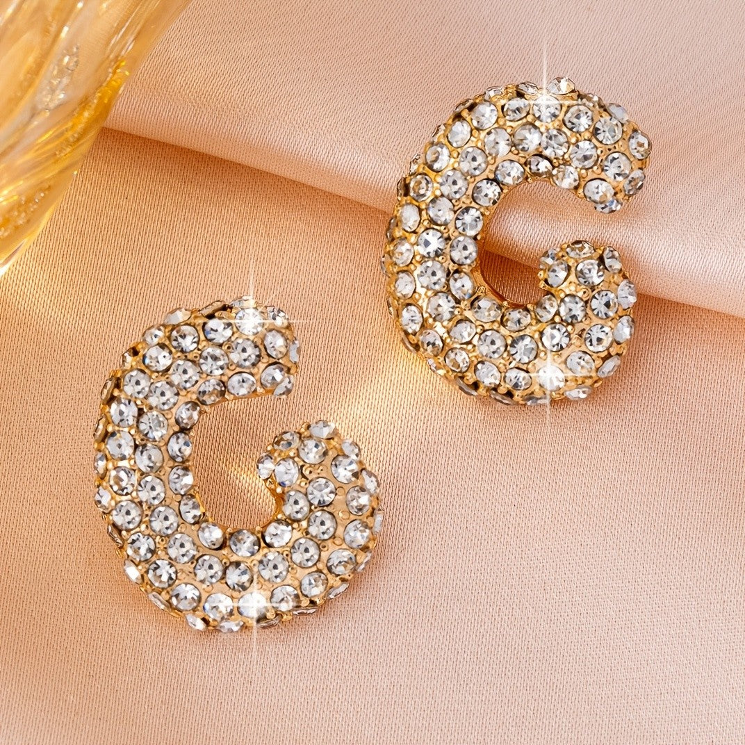 Classy Sparkling Initial Letter Earrings