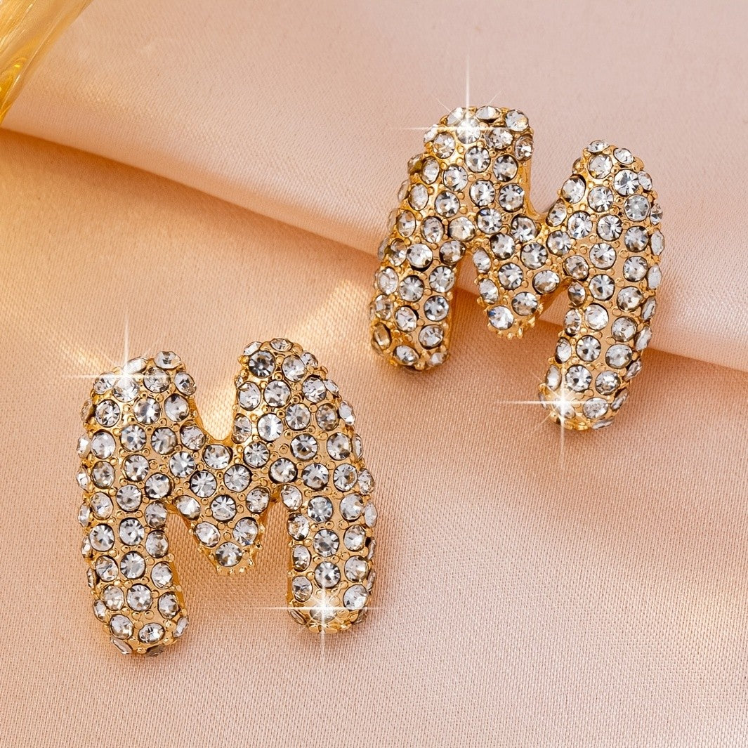 Classy Sparkling Initial Letter Earrings
