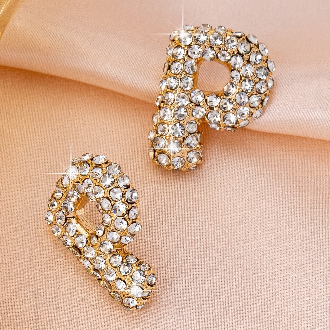 Classy Sparkling Initial Letter Earrings