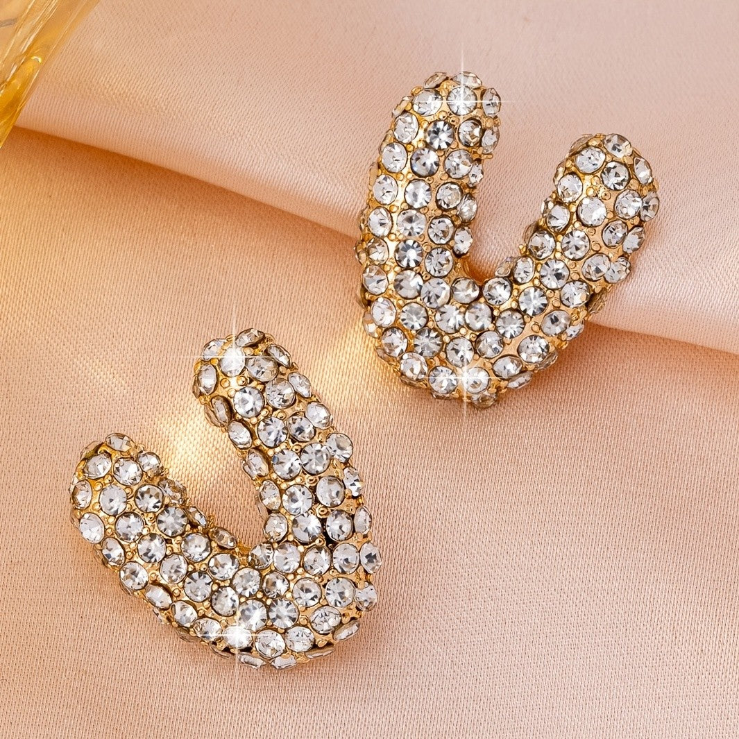 Classy Sparkling Initial Letter Earrings