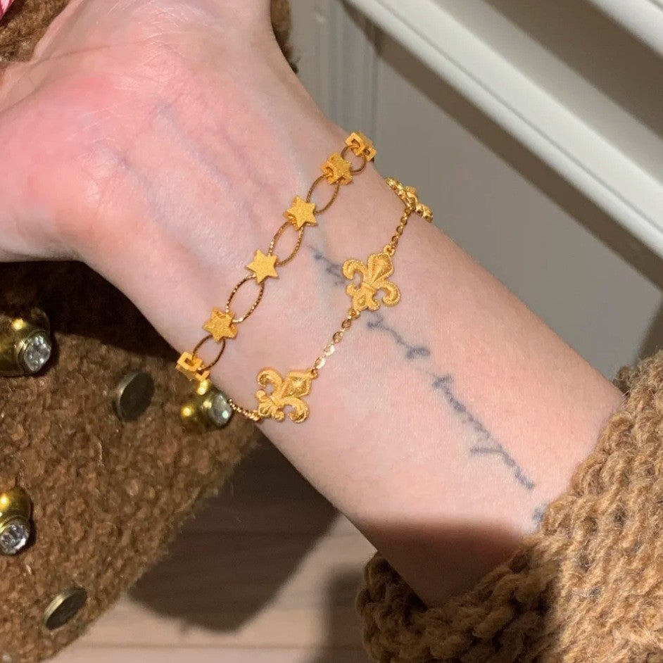 Vintage Fleur-de-lis Chain Bracelet