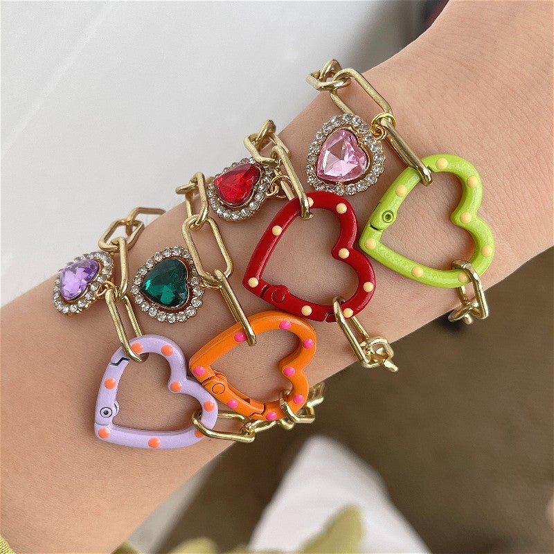 18k Romantic Heart Link Bracelet