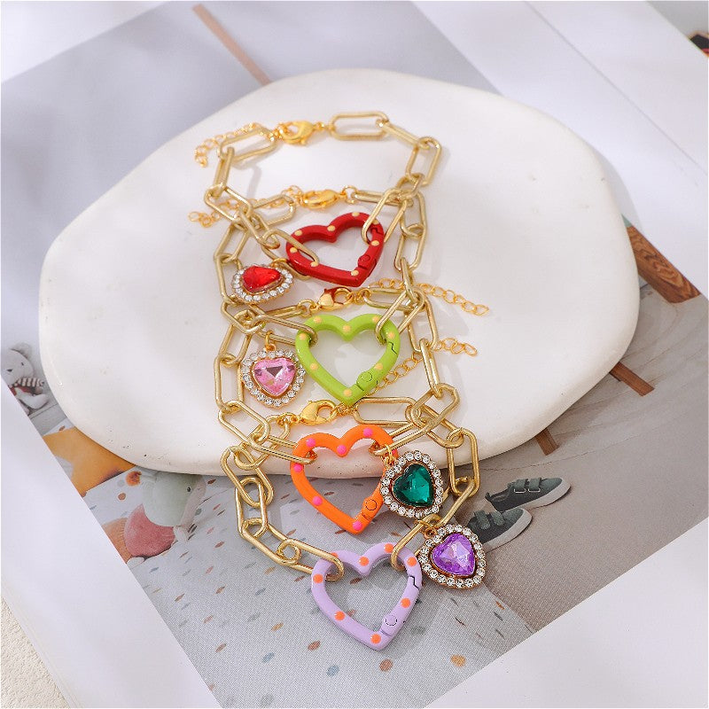 18k Romantic Heart Link Bracelet