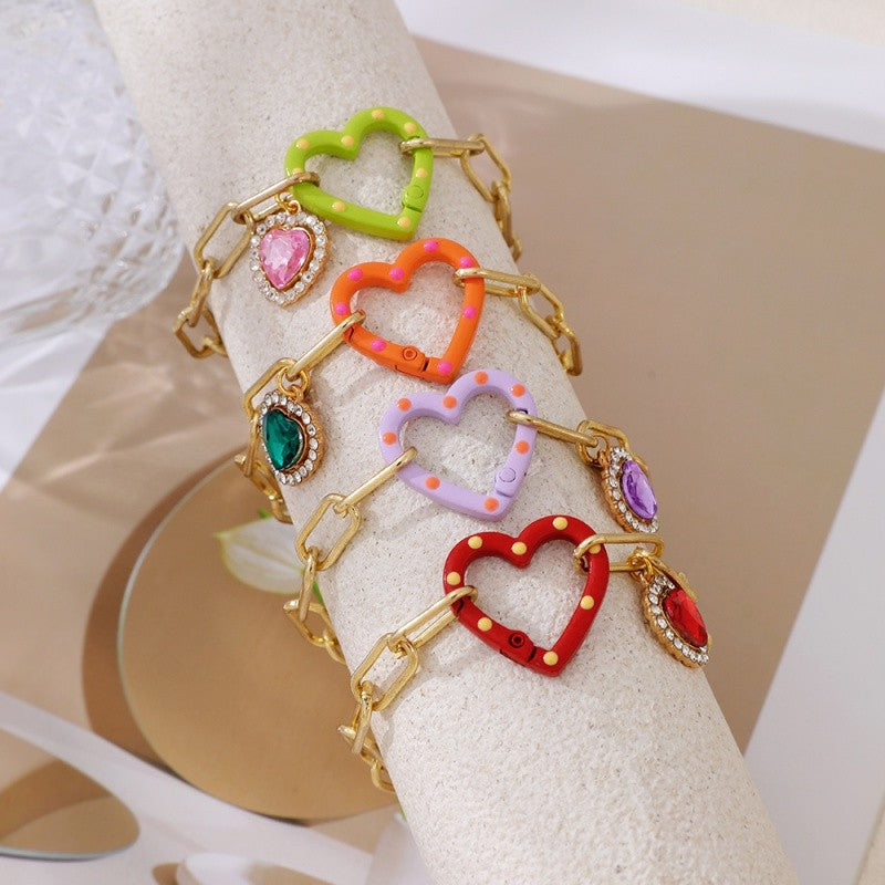 18k Romantic Heart Link Bracelet