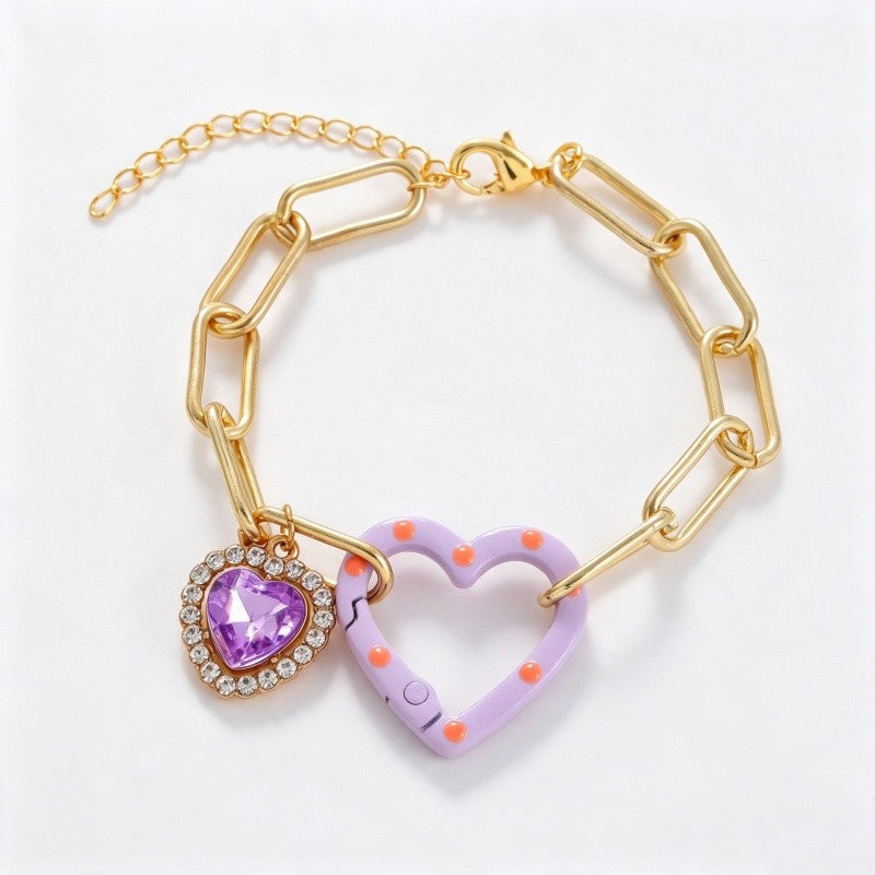 18k Romantic Heart Link Bracelet