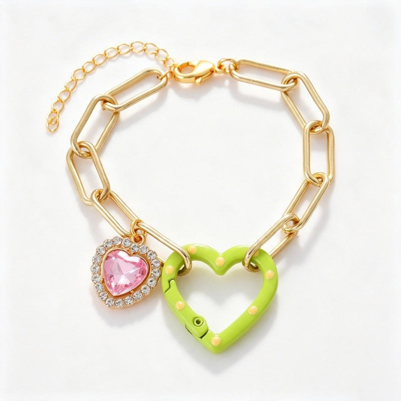 18k Romantic Heart Link Bracelet