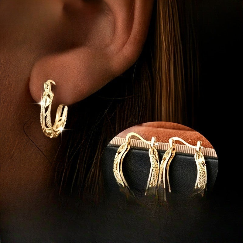 18k Boho Textured Hoop Earrings