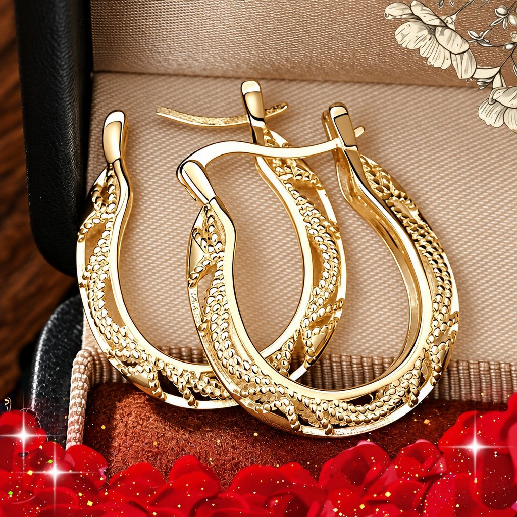 18k Boho Textured Hoop Earrings