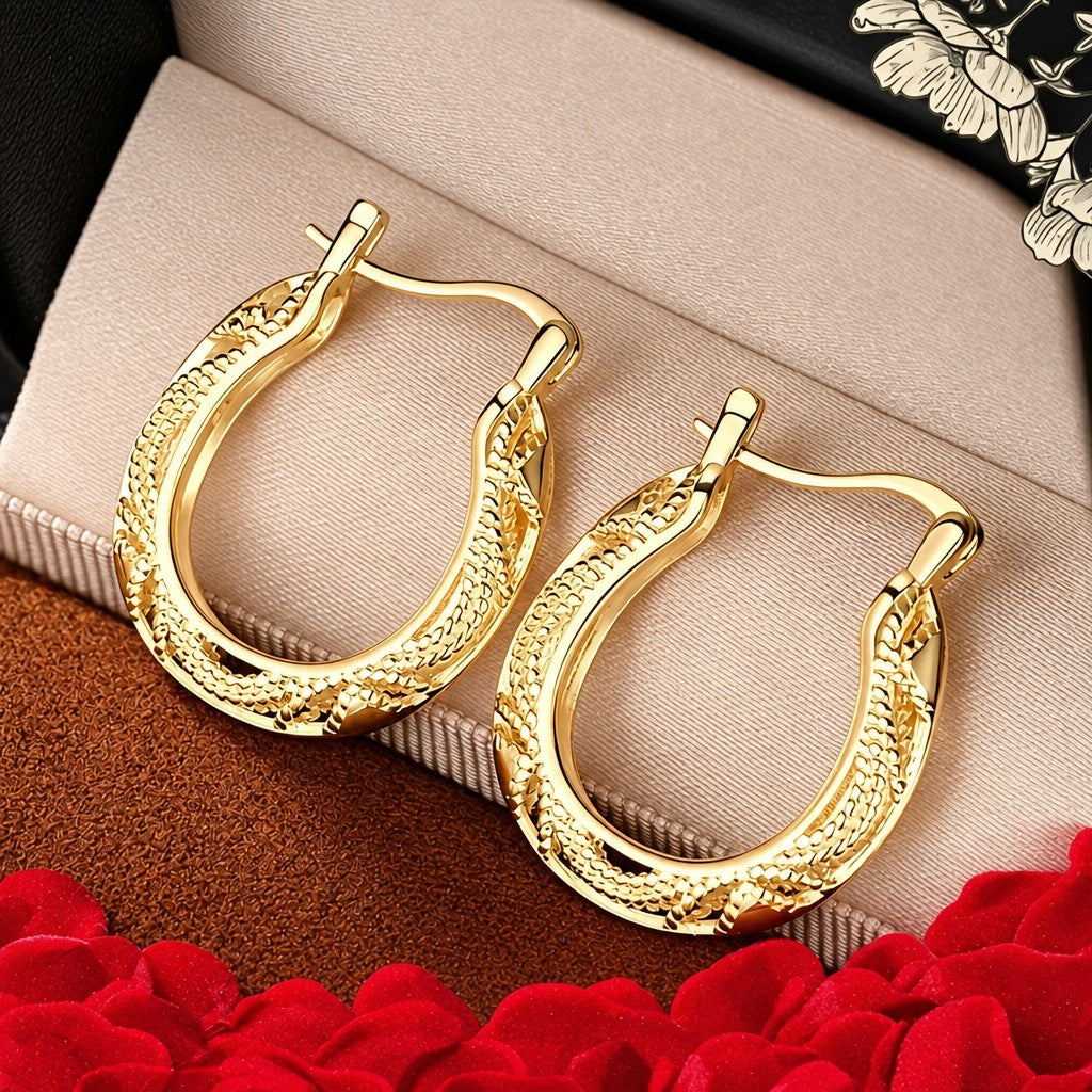 18k Boho Textured Hoop Earrings