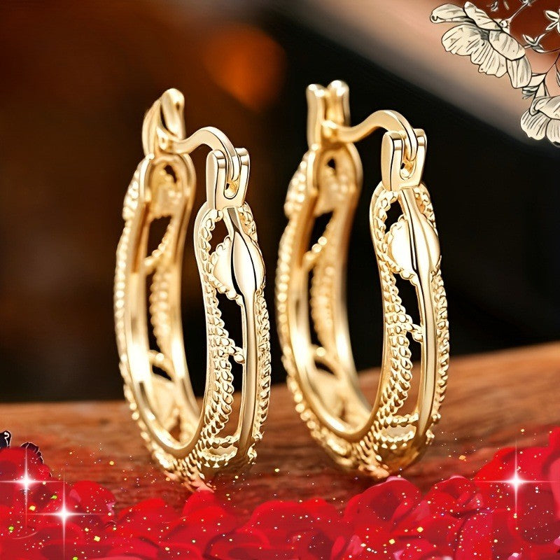18k Boho Textured Hoop Earrings