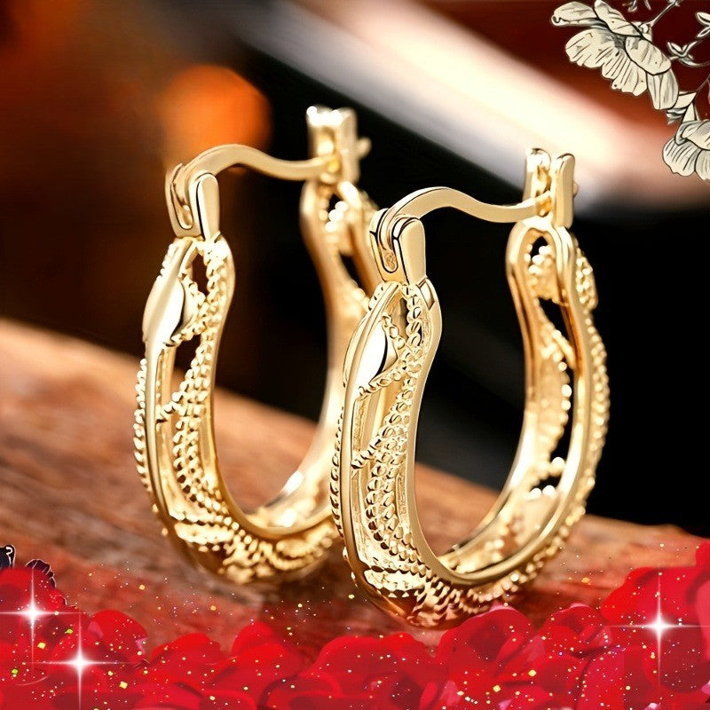 18k Boho Textured Hoop Earrings
