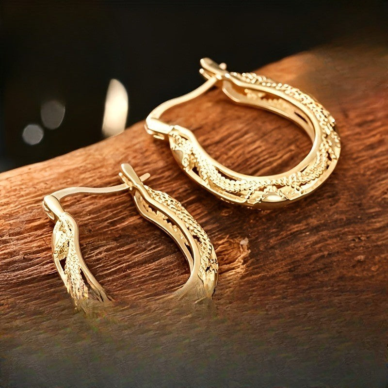 18k Boho Textured Hoop Earrings