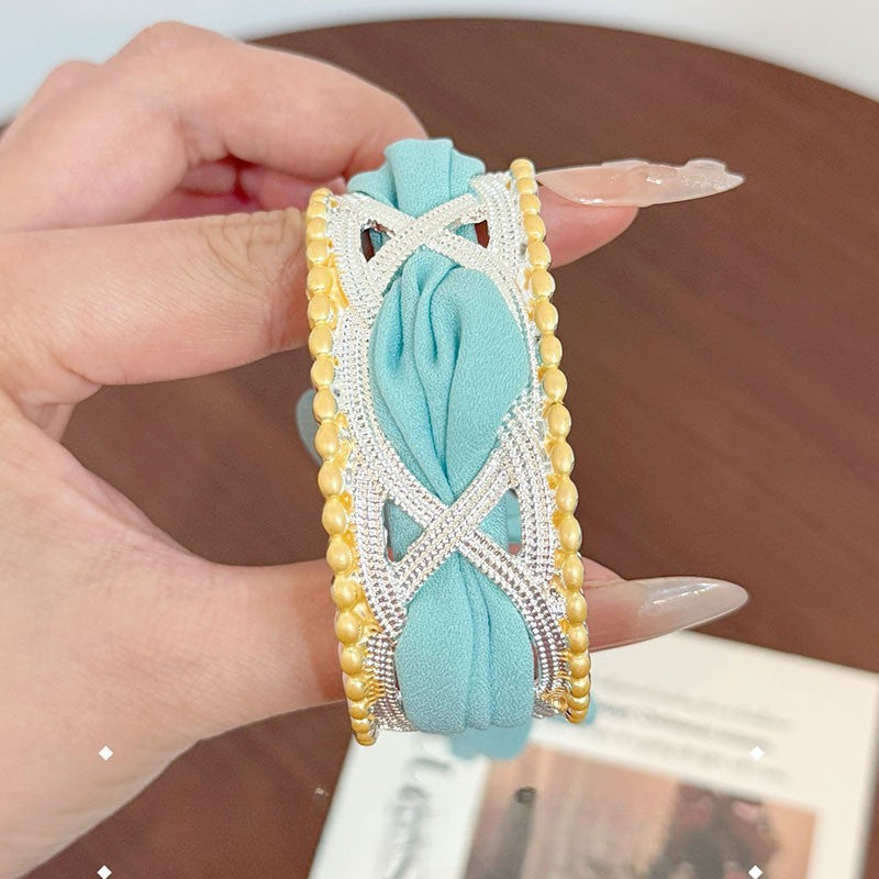 Elegant Mint Scarf Woven Cuff Bracelet