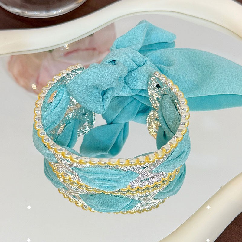 Elegant Mint Scarf Woven Cuff Bracelet
