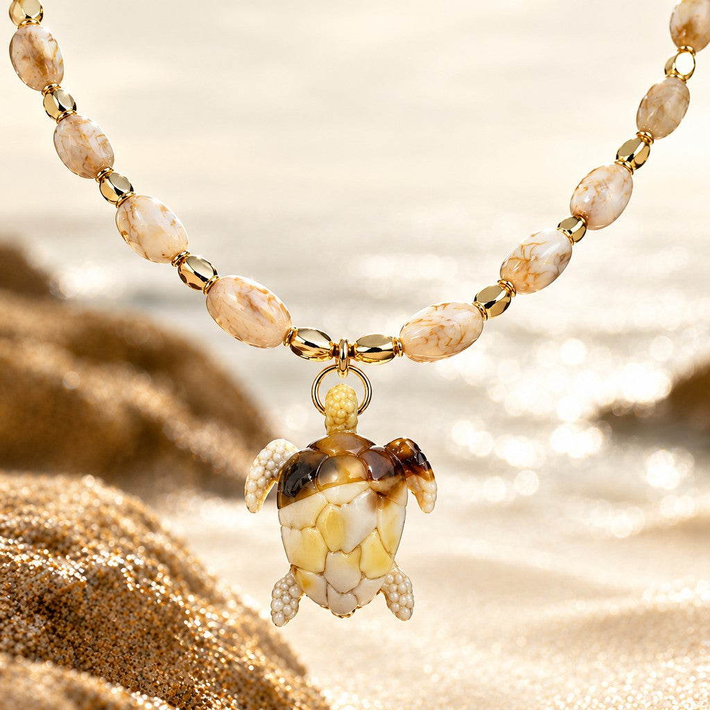 Boho Faux Marble Starfish Necklace