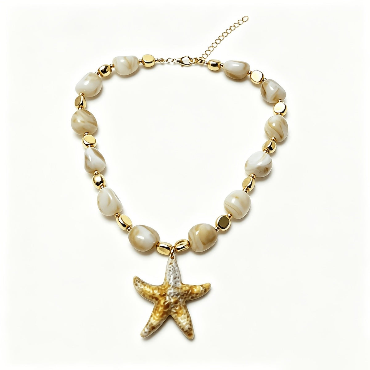 Boho Faux Marble Starfish Necklace