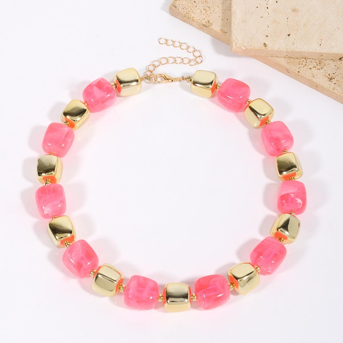Boho Amber Cube Bead Necklace