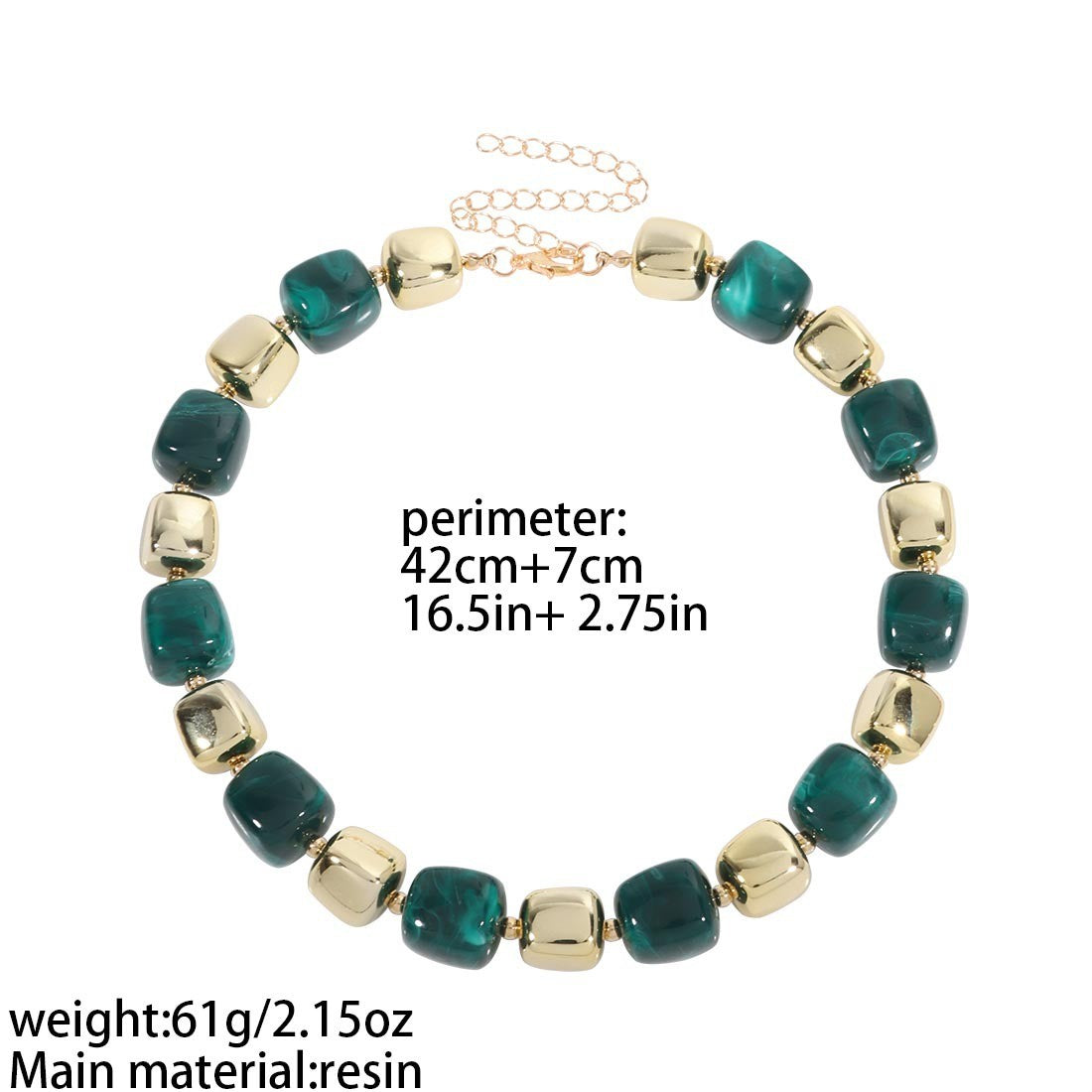 Boho Amber Cube Bead Necklace