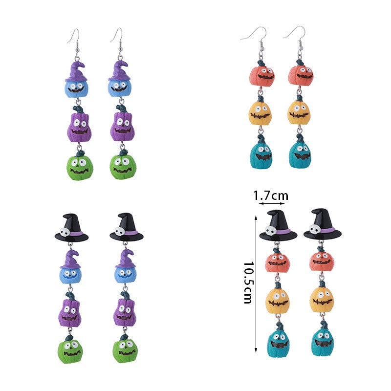 Cute Halloween Witch Hat Pumpkin Earrings