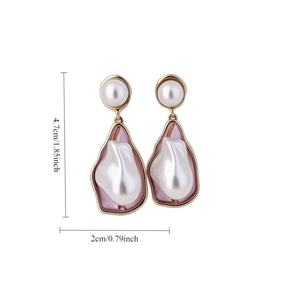 Classy Pink Baroque Pearl Drop Earrings