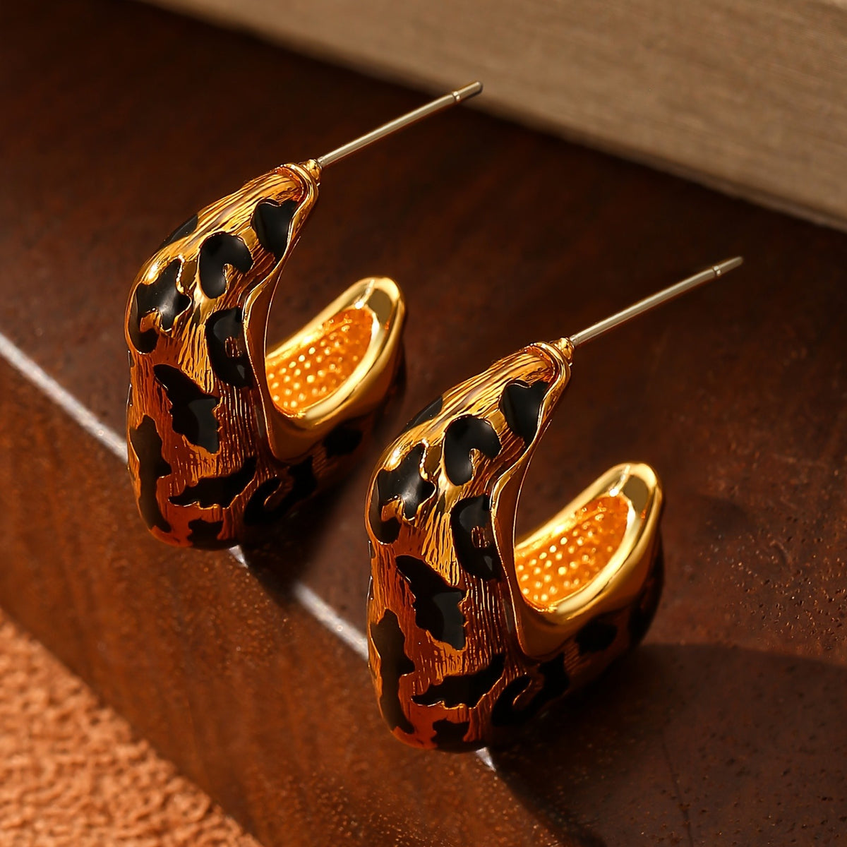 Vintage Leopard Print Sculptural Earrings