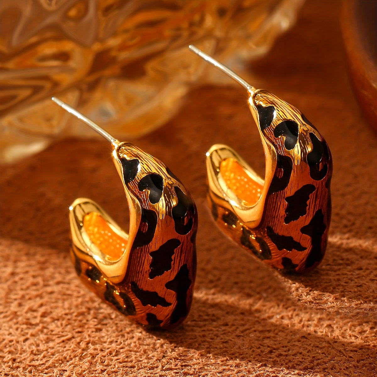 Vintage Leopard Print Sculptural Earrings