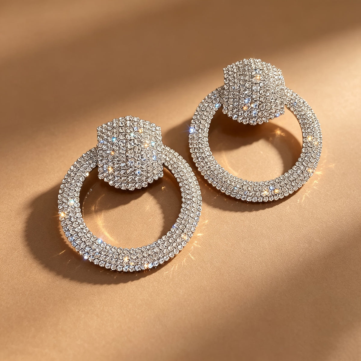 Classy Sparkling Geometric Hoop Earrings