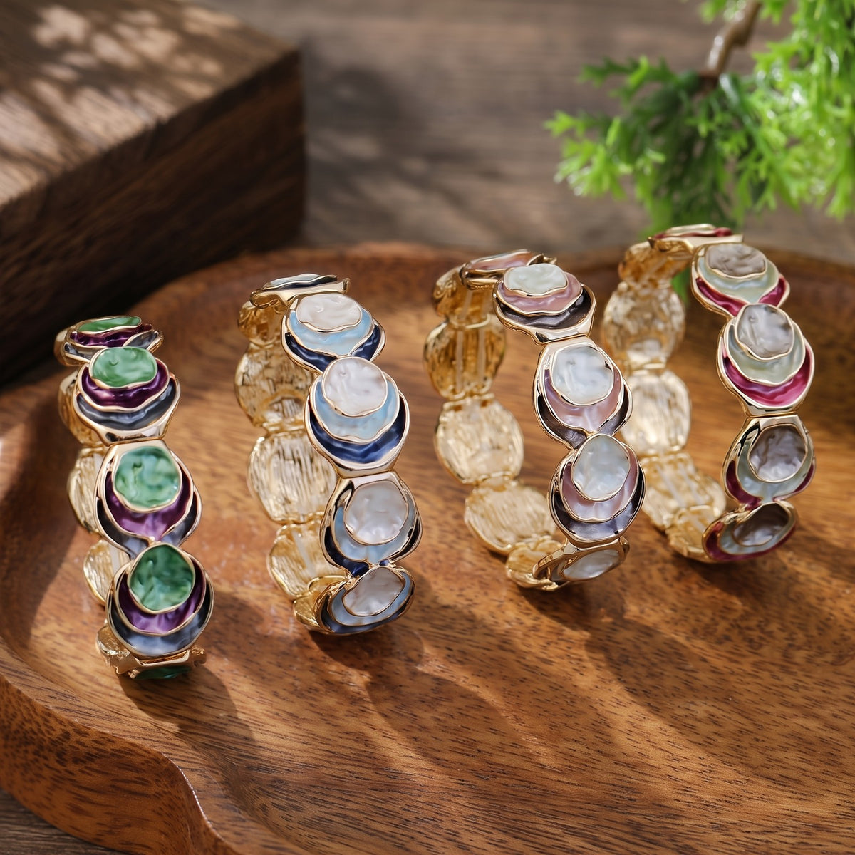 Boho Enamel Tiered Disc Bracelet
