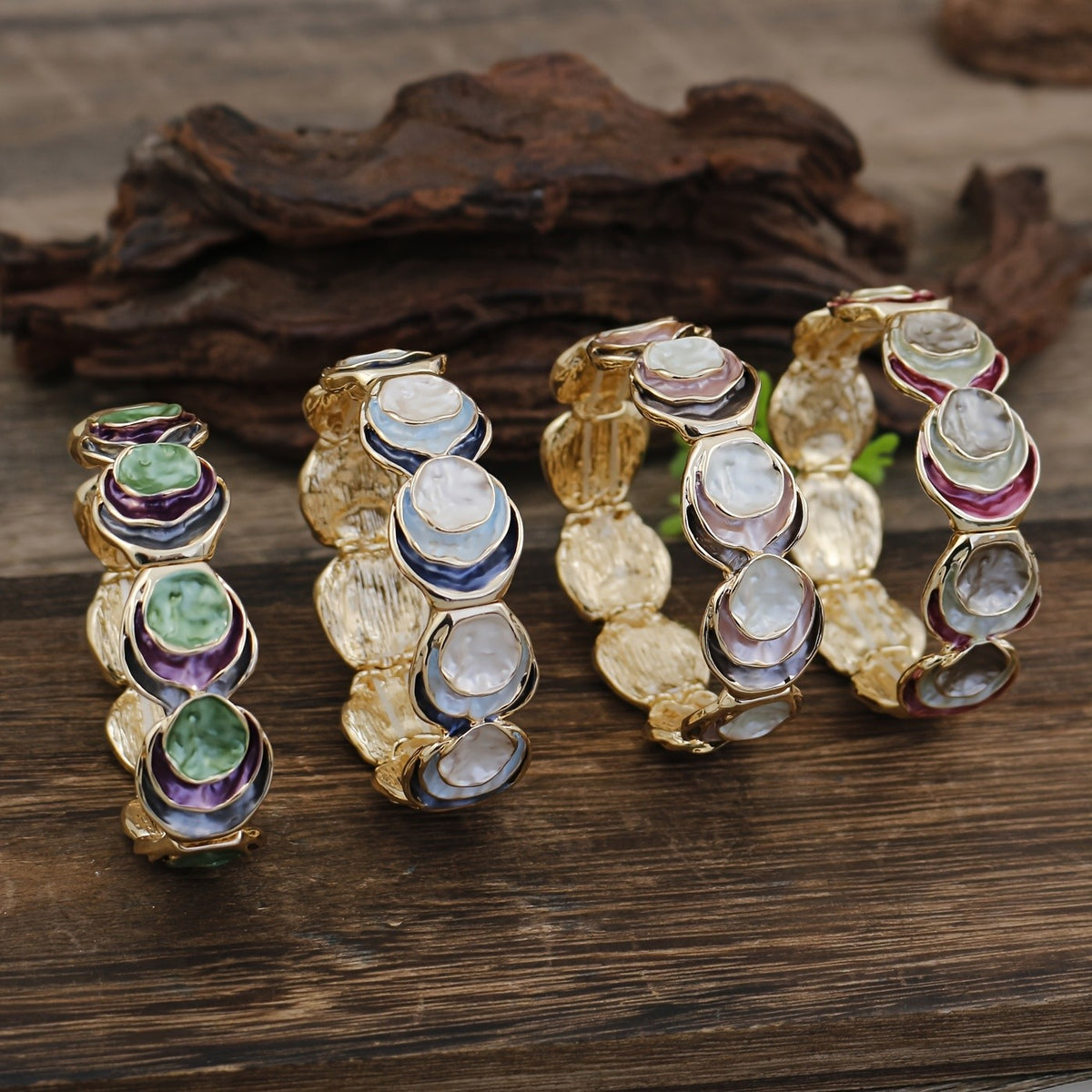 Boho Enamel Tiered Disc Bracelet