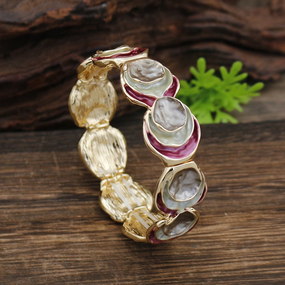 Boho Enamel Tiered Disc Bracelet