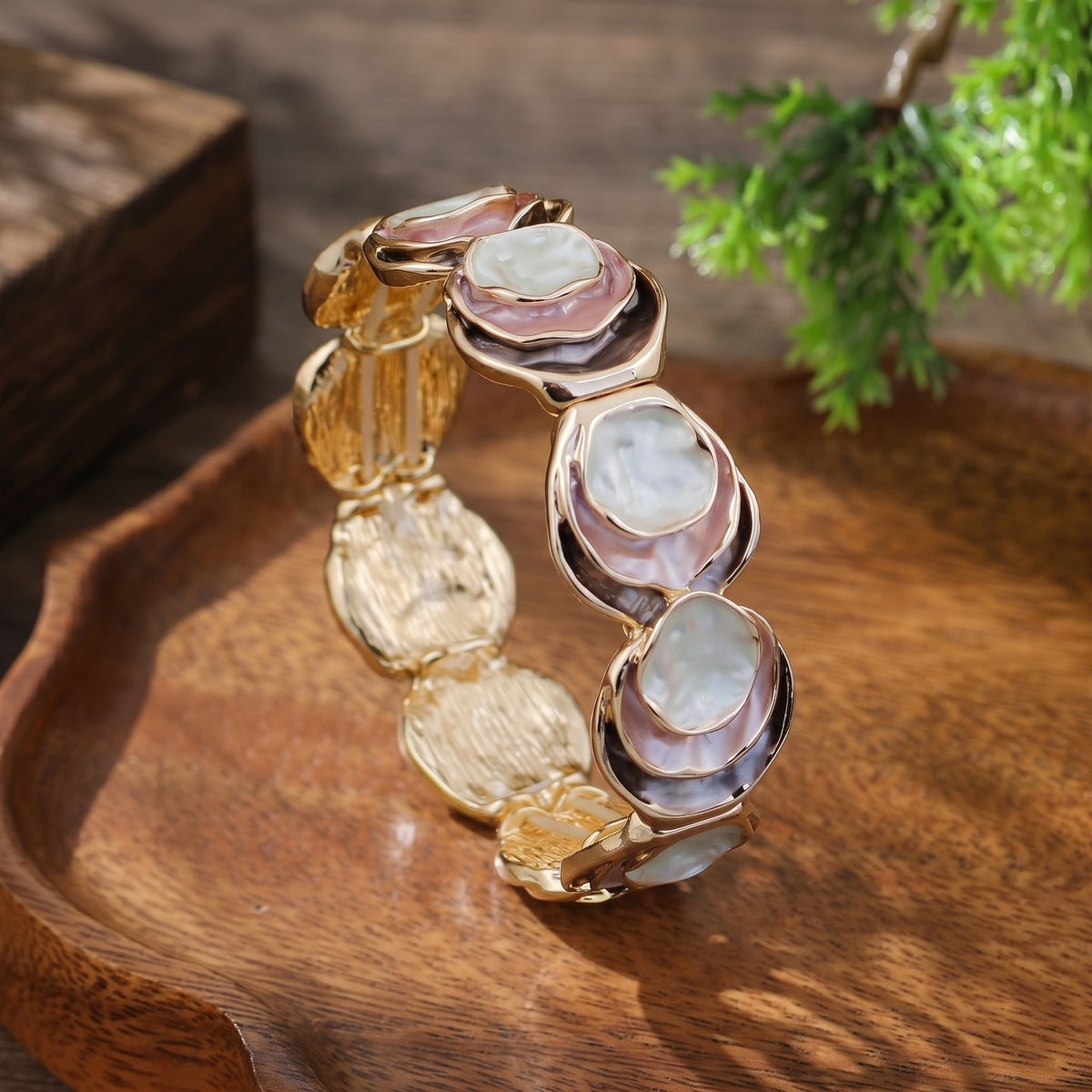 Boho Enamel Tiered Disc Bracelet
