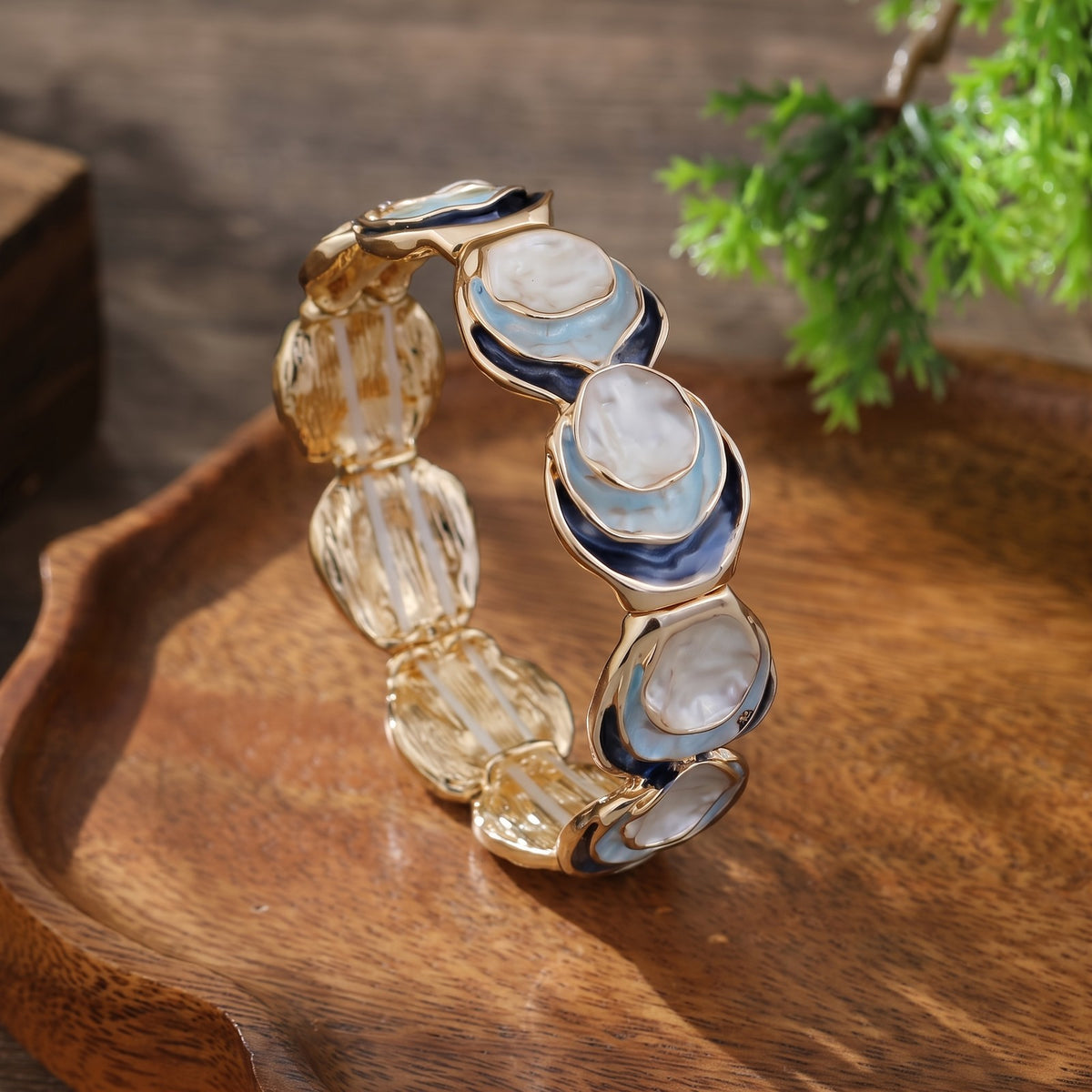 Boho Enamel Tiered Disc Bracelet