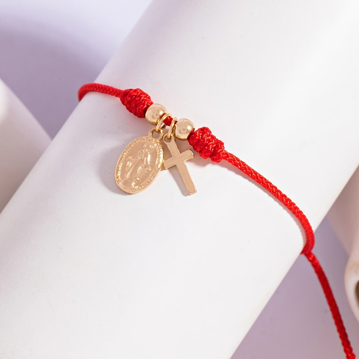 Dainty Red Rope Cross Anklet