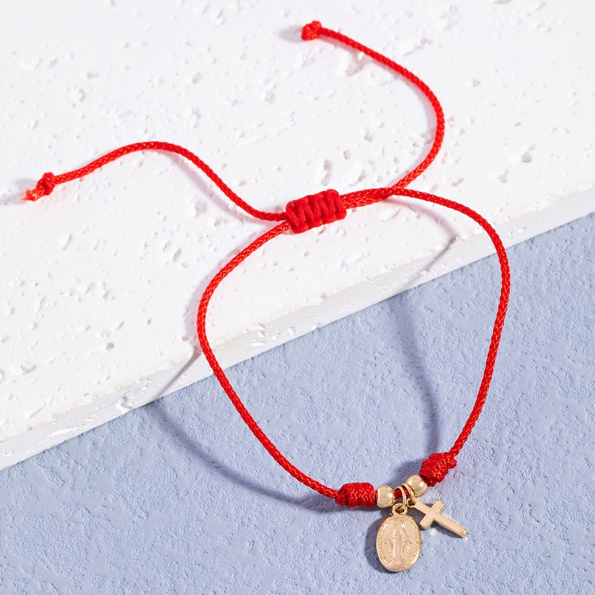 Dainty Red Rope Cross Anklet