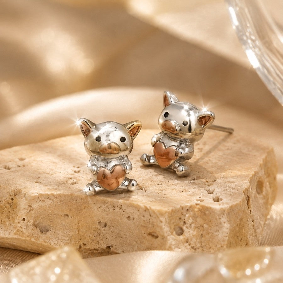 Cute Piglet Heart Stud Earrings