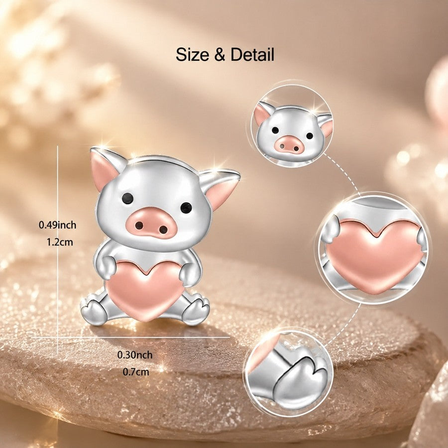 Cute Piglet Heart Stud Earrings