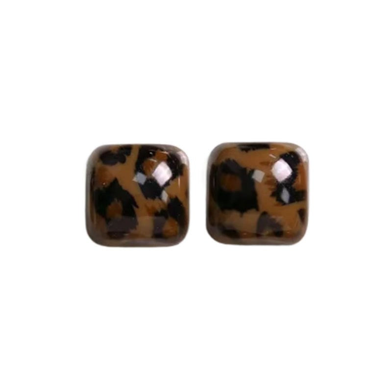 5pc Vintage Leopard Print Stud Earring Set
