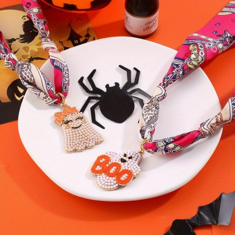 18k Cute Ghost Pearl Scarf Necklace