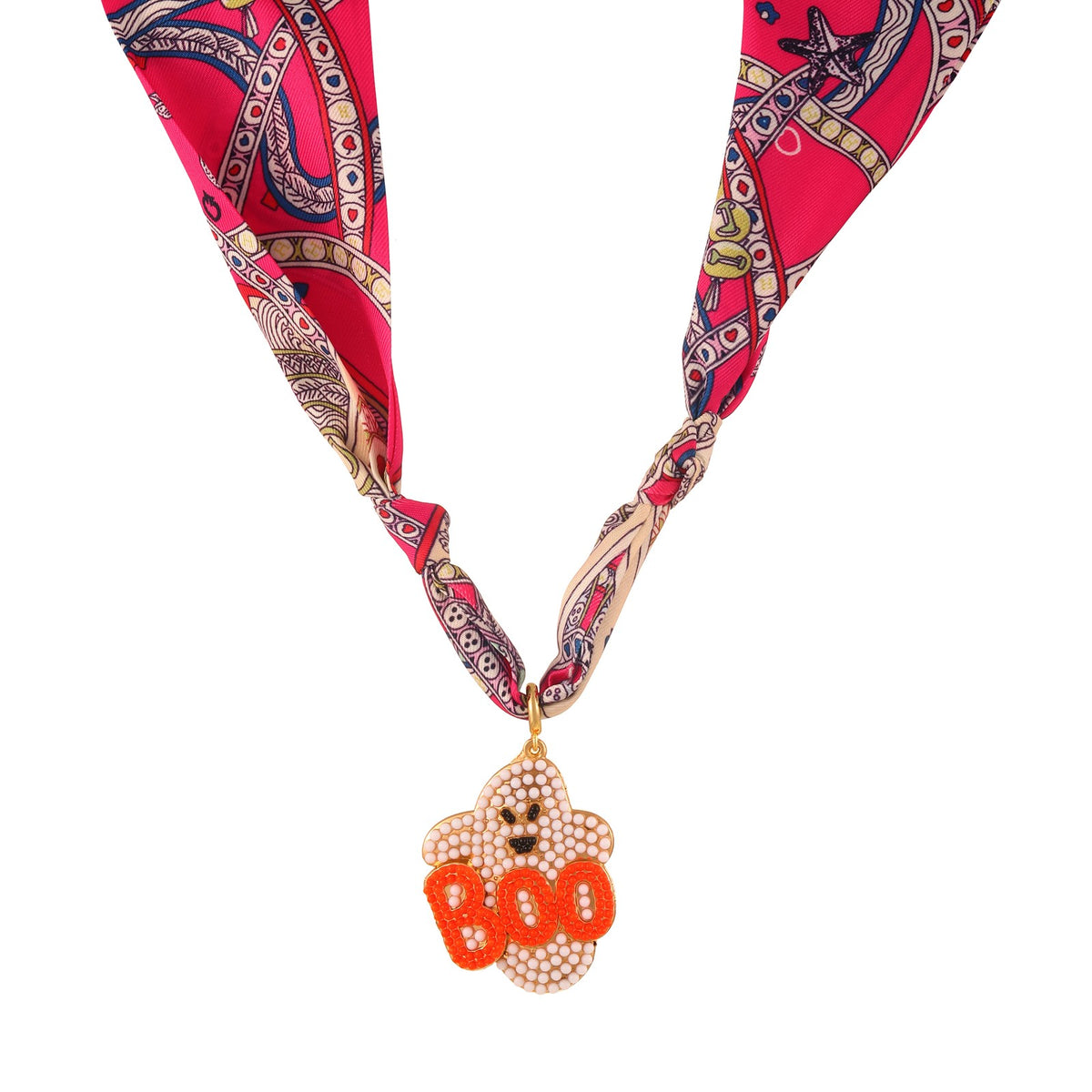 18k Cute Ghost Pearl Scarf Necklace