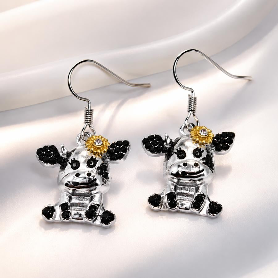 Cute Daisy Cow Drop Earrings