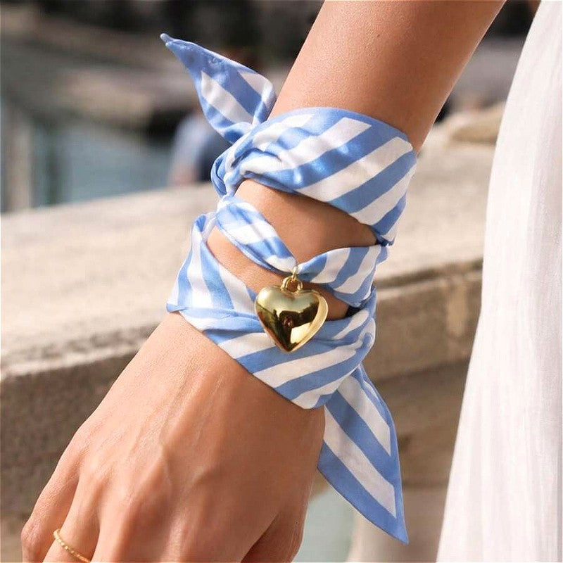 Boho Blue Striped Heart Necklace