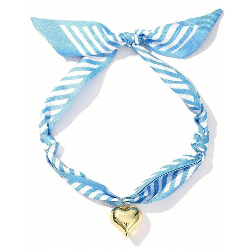 Boho Blue Striped Heart Necklace