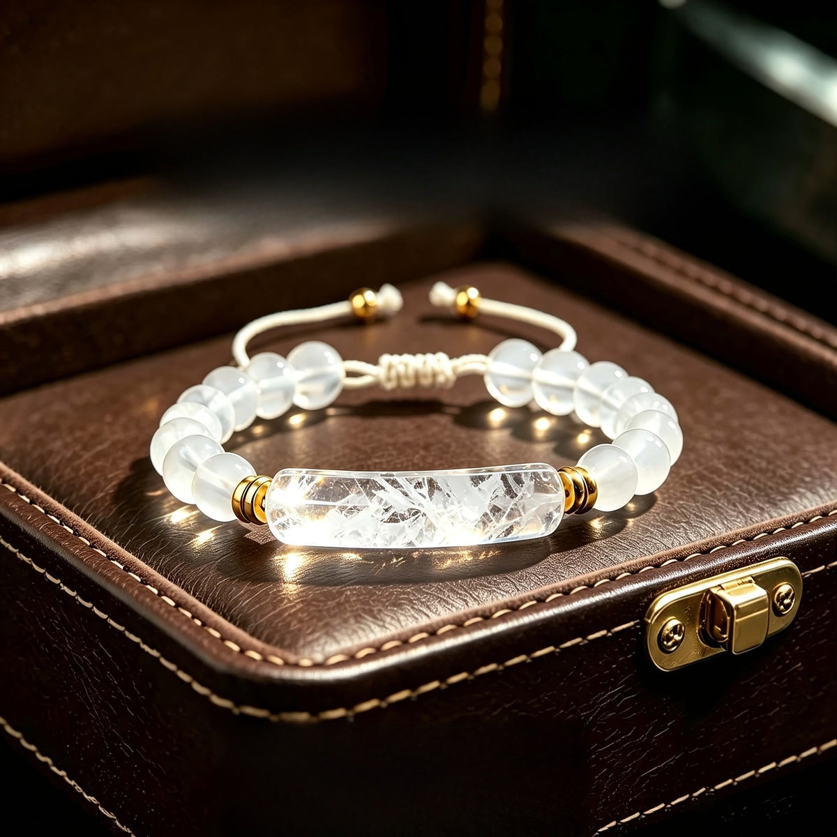 Dainty Rock Crystal Bar Cord Bracelet