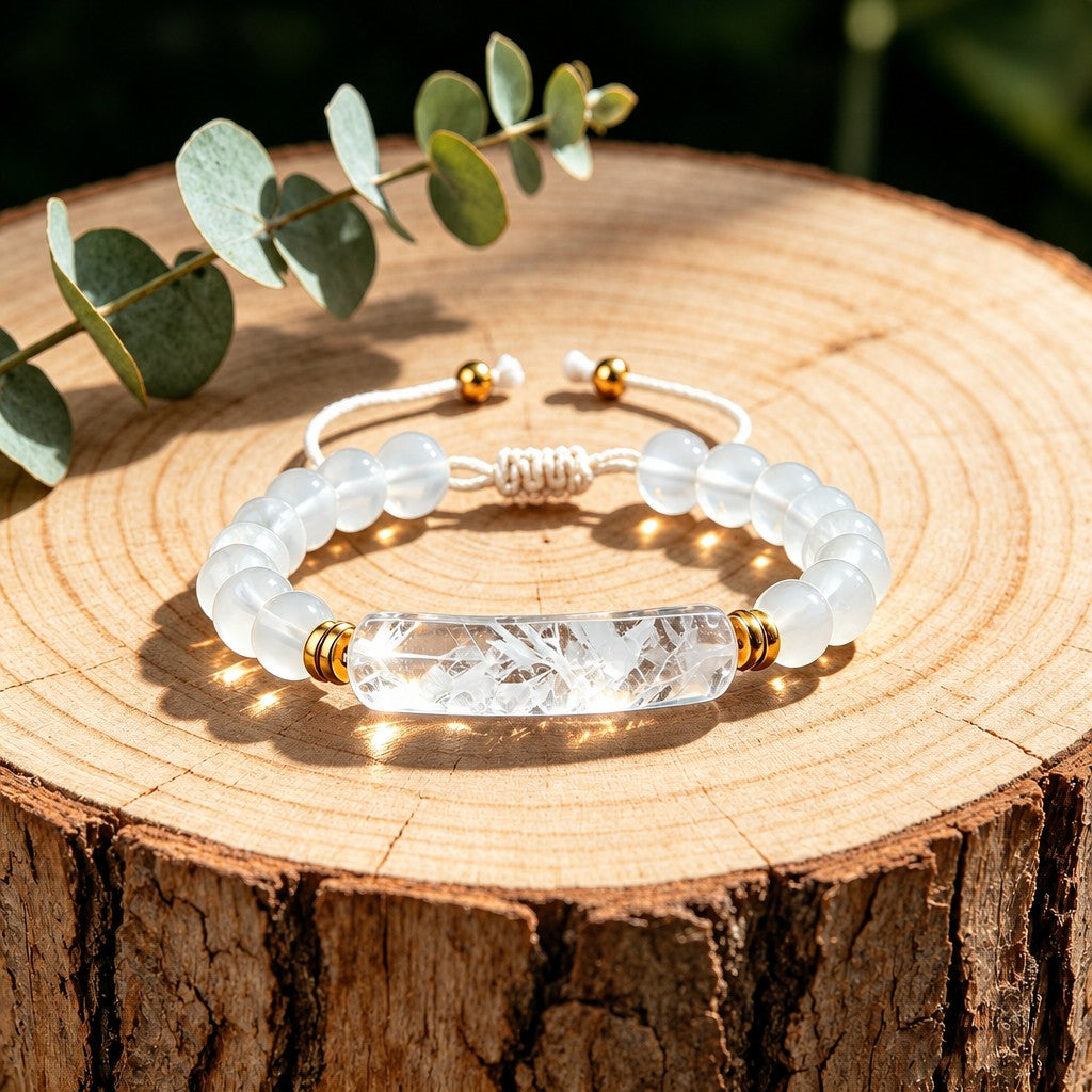 Dainty Rock Crystal Bar Cord Bracelet