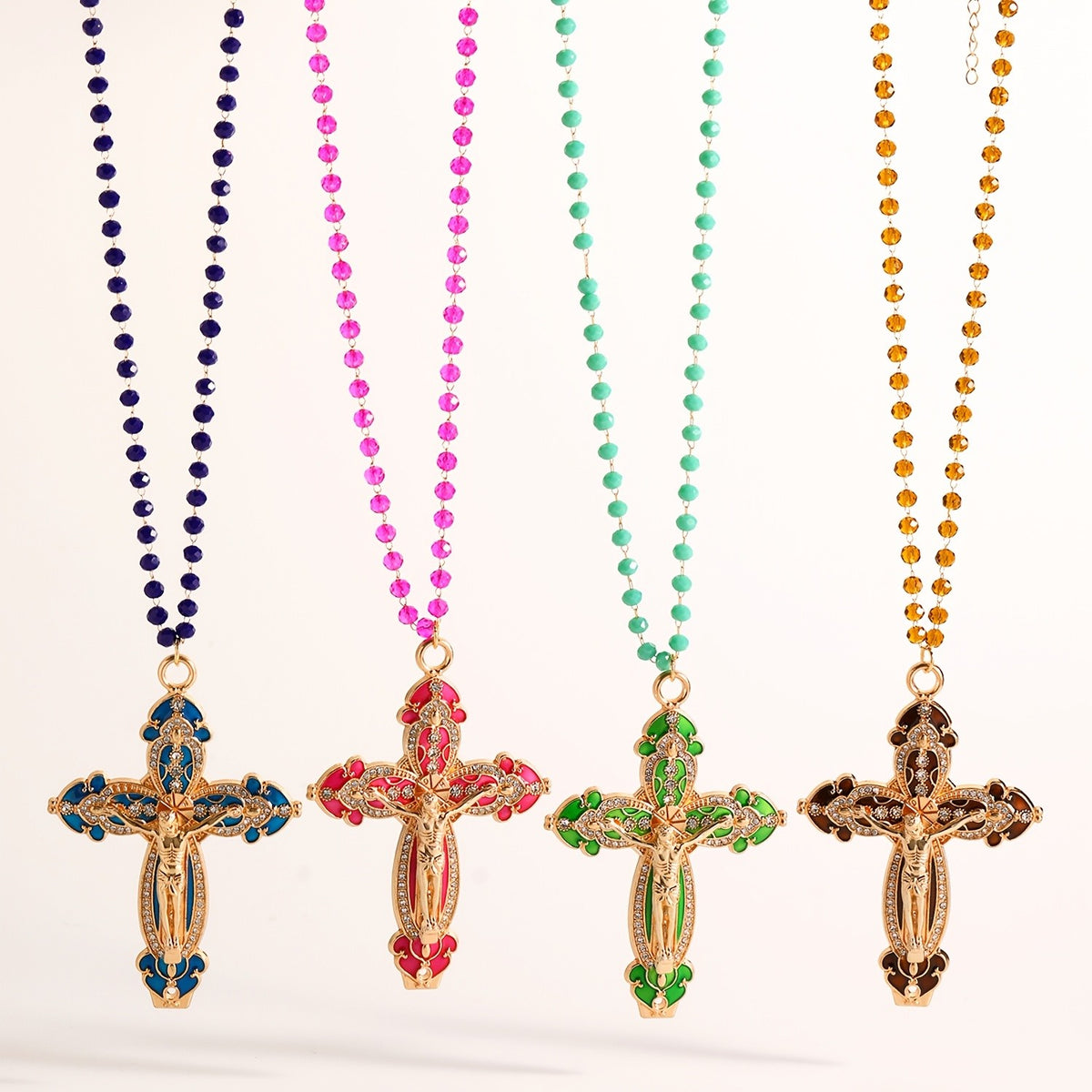 Vintage Inspired Enamel Cross Necklace