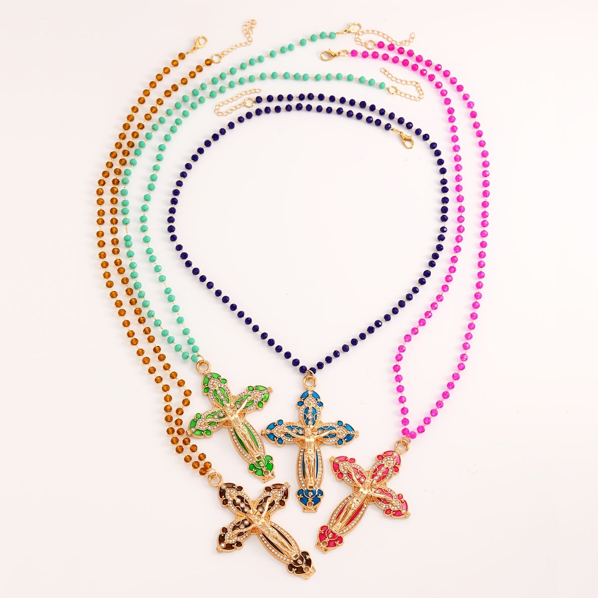 Vintage Inspired Enamel Cross Necklace
