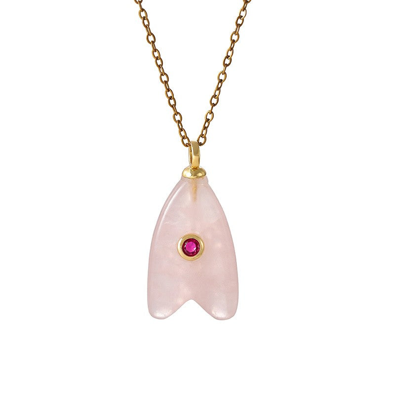18k Dainty Natural Stone Arrow Necklace